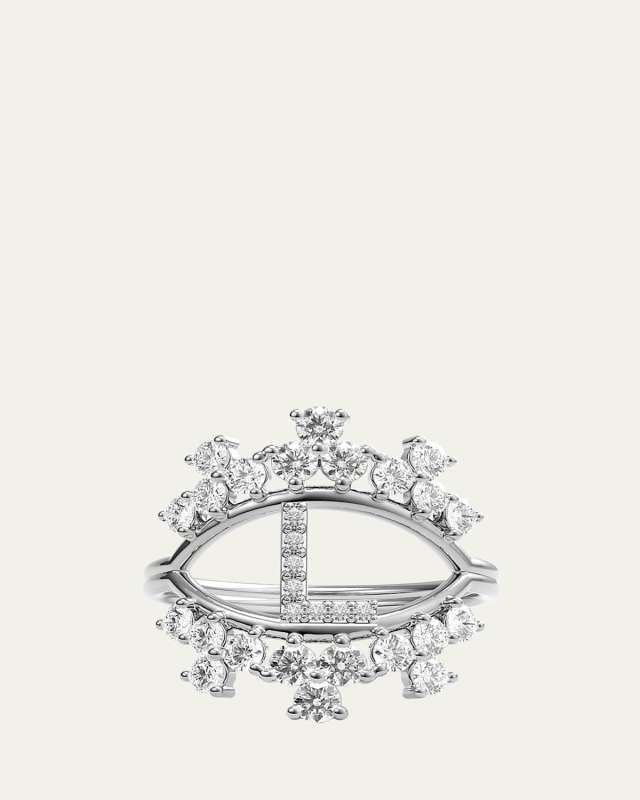 Sara 18K White Gold Diamond Ring, Letter L